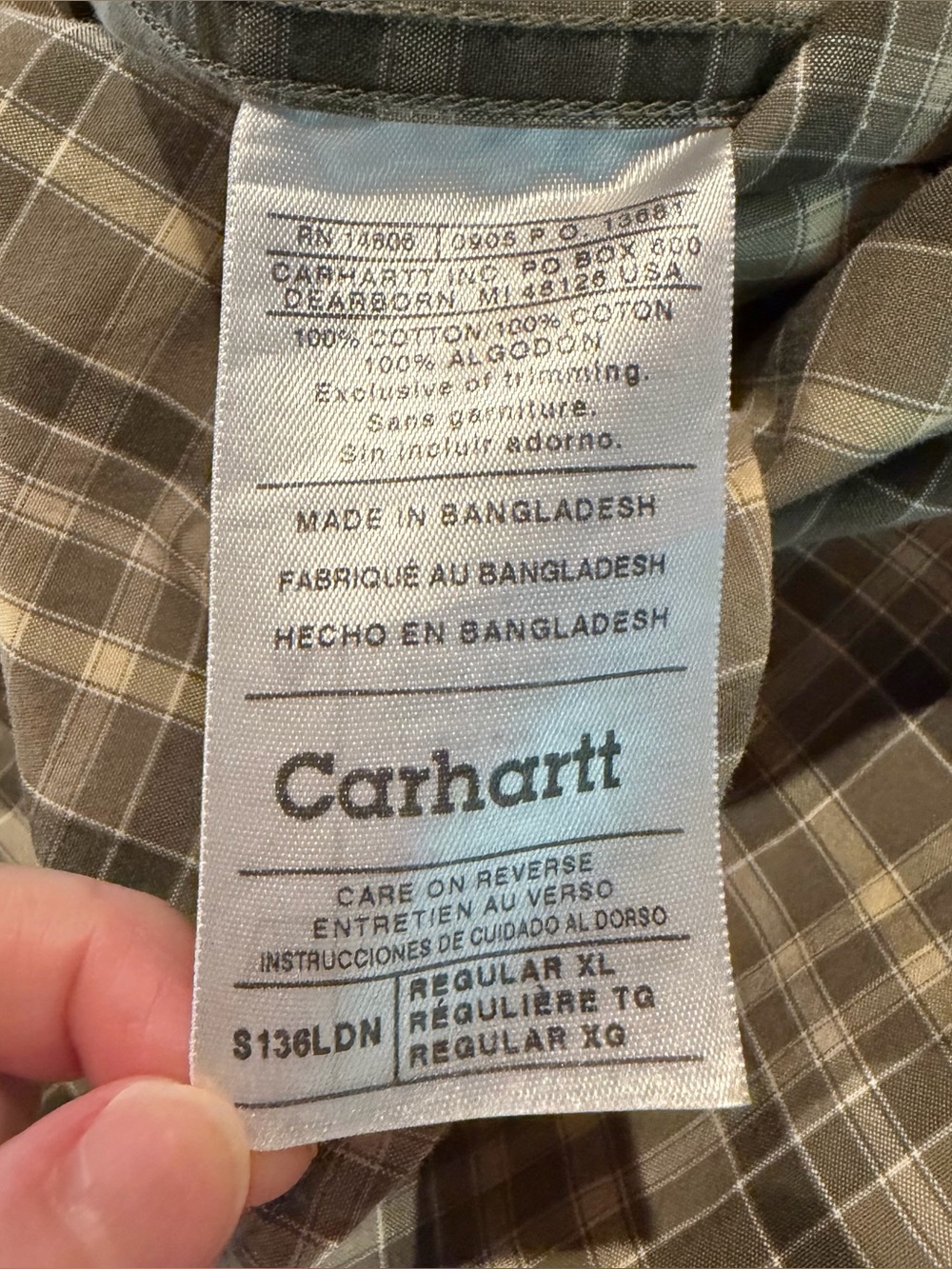 Carhartt Men’s Green Plaid Collared Short Sleeve Button Up Shirt Extra Large XL - Picture 5 of 8